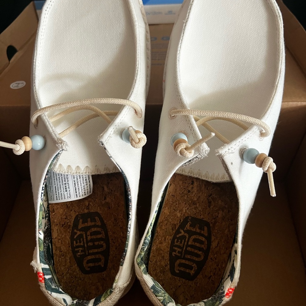 Hey Dude Cream Slip-On Shoes